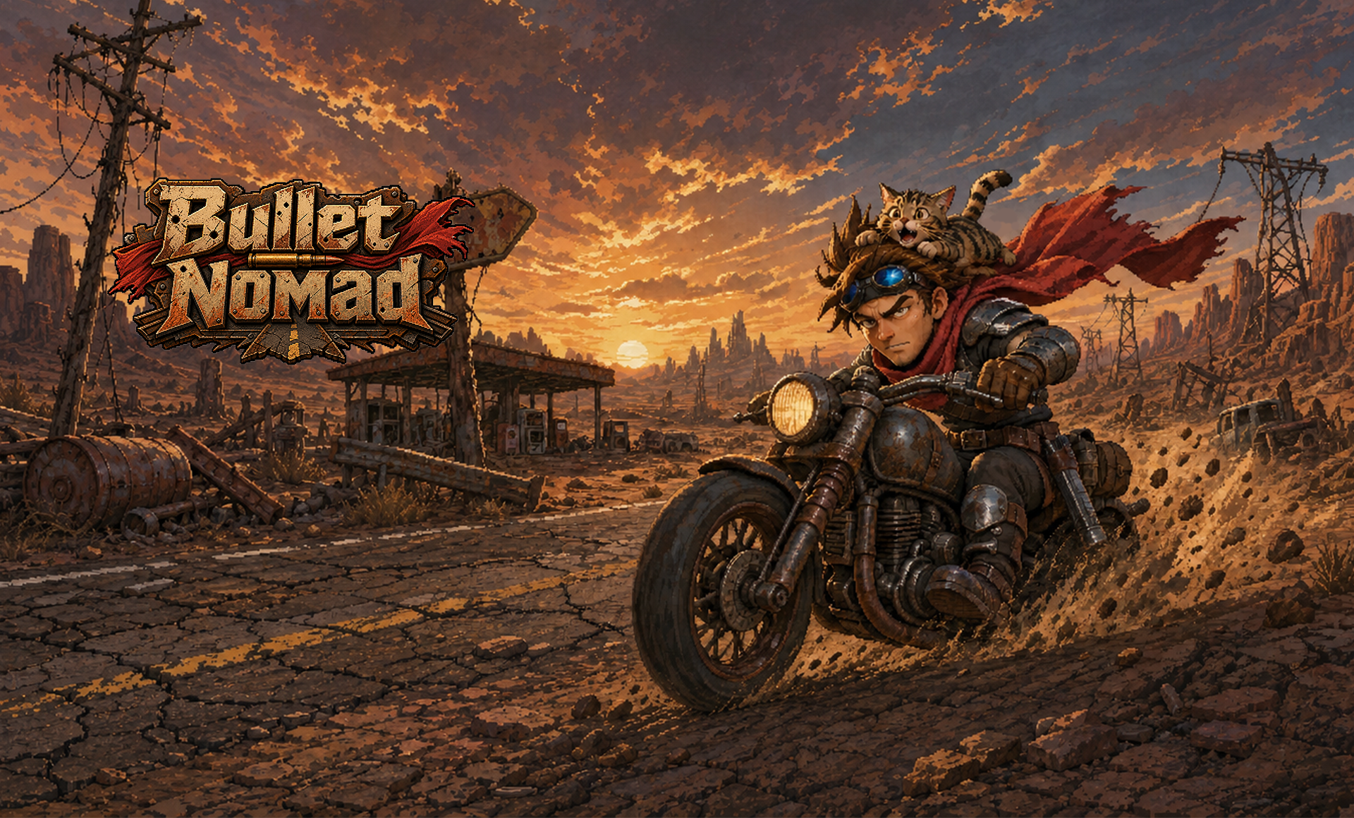 Bullet Nomad desert motorcycle hero art