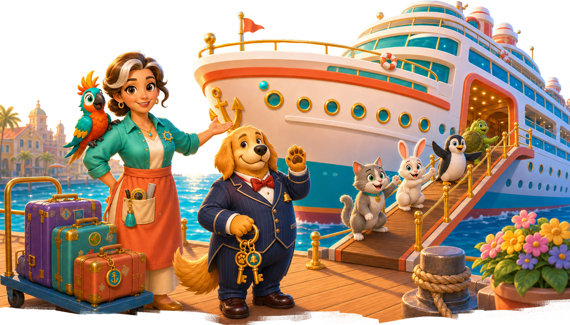 Bingo Game cruise ship and animal cast
